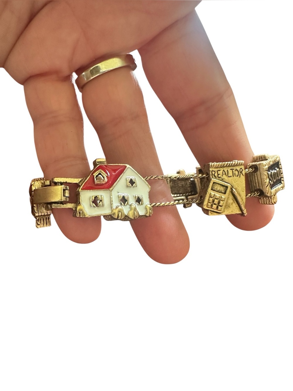 Vintage Gold Slidable Realtor Charm Bracelet
